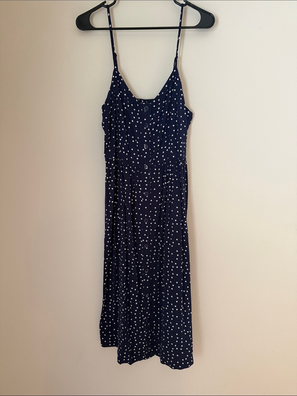 41 Hawthorn Navy and White Polka Dot Midi Dress
